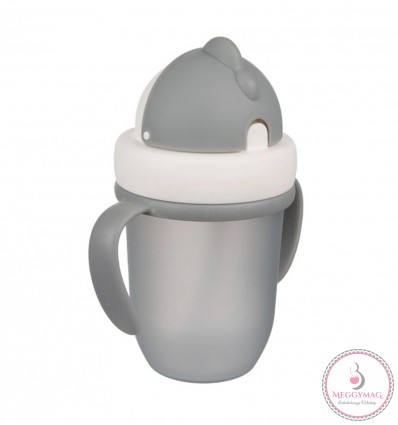 Canpol babies Szívószálas pohár 210 ml 9hó+ Flip Top matt szürke