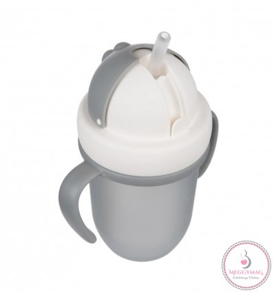 Canpol babies Szívószálas pohár 210 ml 9hó+ Flip Top matt szürke