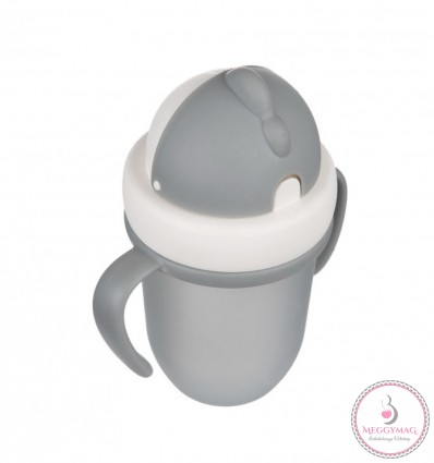 Canpol babies Szívószálas pohár 210 ml 9hó+ Flip Top matt szürke