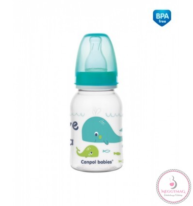 Canpol babies műanyag formázott cumisüveg LOVE&SEA 125 ml 3 hó+, Halacska