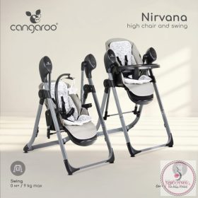 CANGAROO NIRVANA 2in1 etetőszék és hinta SZÜRKE 