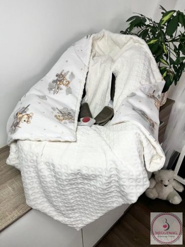 Bélelt babahordozó takaró  88×88 cm | Repülős macis pamut - wellsoft, kapucnis, KÉSZLETEN A BOLTBAN!