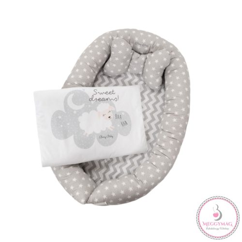 Berrybaby Babafészek szett - Szürke csillagos - Sheep