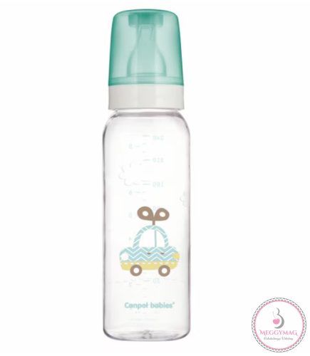 Canpol babies üveg cumisüveg 120 ml - gömbölyű szilikon cumi Autós 