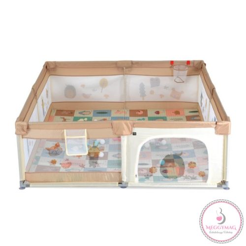 GAMEZONE összecsukható járóka szőnyeggel, 60 labdával 150x200 BÉZS