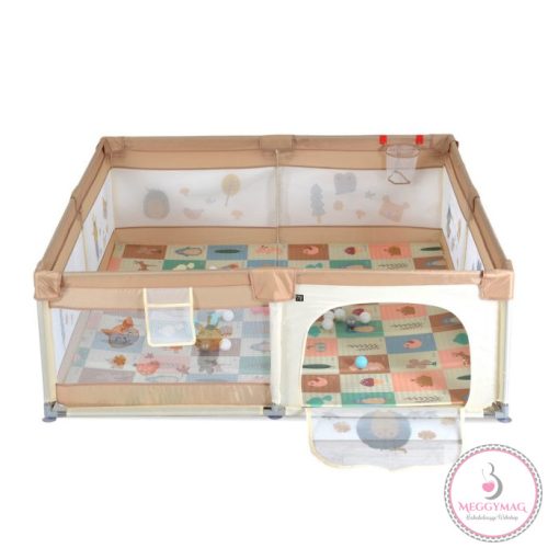 GAMEZONE összecsukható járóka szőnyeggel, 60 labdával 150x200 BÉZS