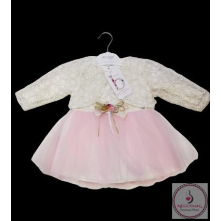 Alkalmi kislány ruha, koszorúslány ruha babáknak, rózsaszín, 74-es