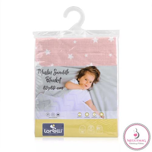 Lorelli Muszlin takaró / textil pelenka 80x80 cm - Rose with Stars 