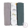 PETITE&MARS Bambusz muszlin 3db-os pelenka szett Moussy Grey Planes, 68 x 68 cm