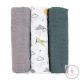 PETITE&MARS Bambusz muszlin 3db-os pelenka szett Moussy Grey Planes, 68 x 68 cm