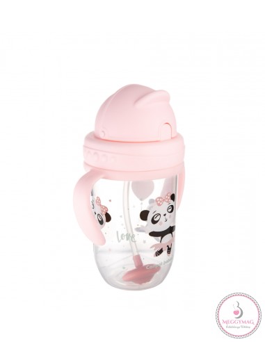 Canpol babies Cseppmentes szívószálas pohár nehezékkel Exotic Animals 270ml 6hó+ rózsaszín