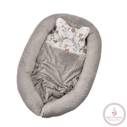 Berrybaby Babafészek szett - Szürke minky - Forest 