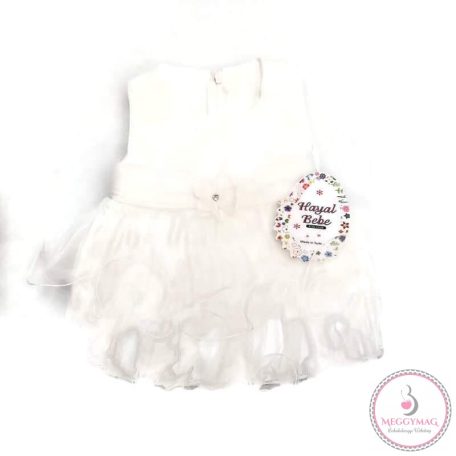 Alkalmi kislány ruha, koszorúslány ruha babáknak, fehér, 0-3 hó (56/62)