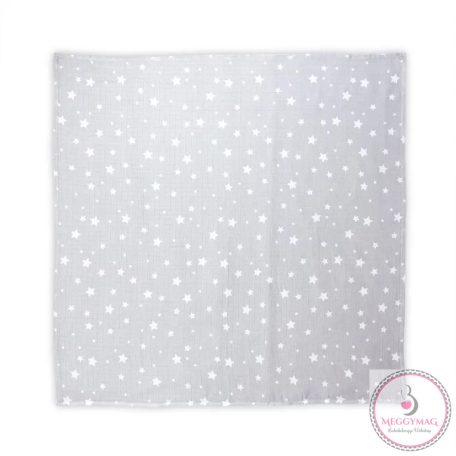 Lorelli Muszlin takaró / textil pelenka 80x80 cm - Grey with Stars 