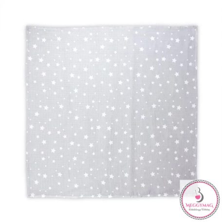 Lorelli Muszlin takaró / textil pelenka 80x80 cm - Grey with Stars 