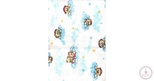 Baby Bruin nyomott mintás textil pelenka, 2db - felhős maci kék