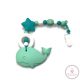 NuskyToys szilikon rágóka, menta bálna 
