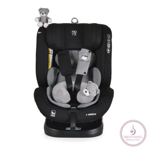 Moni i-MAXX autósülés, isofix, forgatható, 2 plüss+párna 40-150cm SZÜRKE, KÉSZLETEN A BOLTBAN!