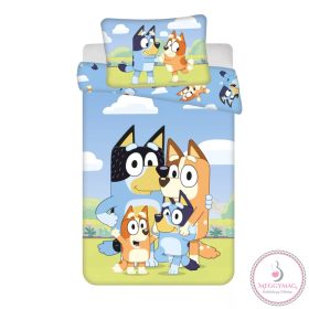   Bluey Happy Family gyerek, ovis ágyneműhuzat 100×135cm, 40×60 cm