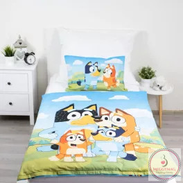 Bluey Happy Family gyerek, ovis ágyneműhuzat 100×135cm, 40×60 cm