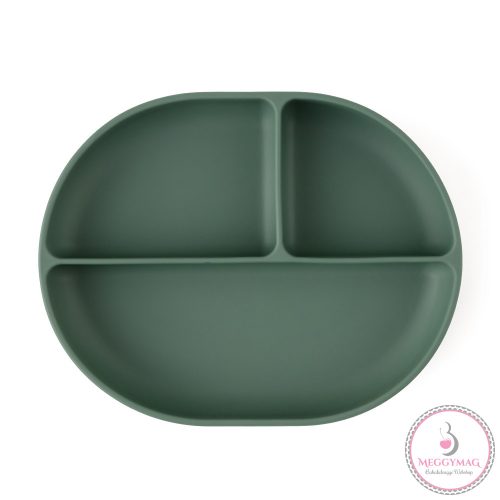 PETITE&MARS Szilikon osztott tányér, ovális Take&Match Misty Green 6m+