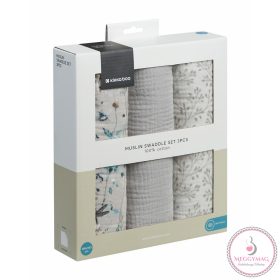   Kikkaboo kifogó 3 db muszlin 100x100cm Dreamy Fields szürke