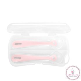 Kikkaboo etetőkanál szilikon tartóban 2db pink
