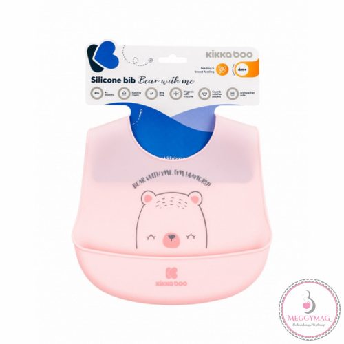 Kikkaboo előke szilikon Bear with Me pink