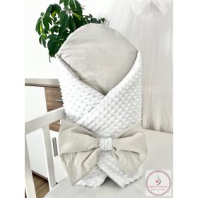   Kókuszpólya – fehér minky és szürke pamut, 80×80 cm, KÉSZLETEN A BOLTBAN!