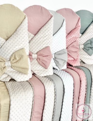 Kókuszpólya – fehér minky és szürke pamut, 80×80 cm, KÉSZLETEN A BOLTBAN!