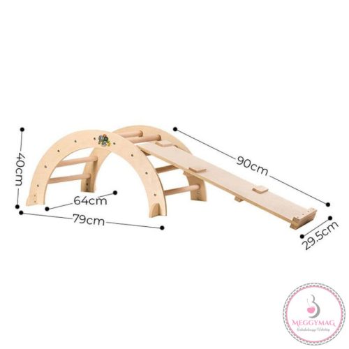 PIKLER fa MÁSZÓHÍD rámpával Montessori 79*40cm+92cm rámpa NATUR