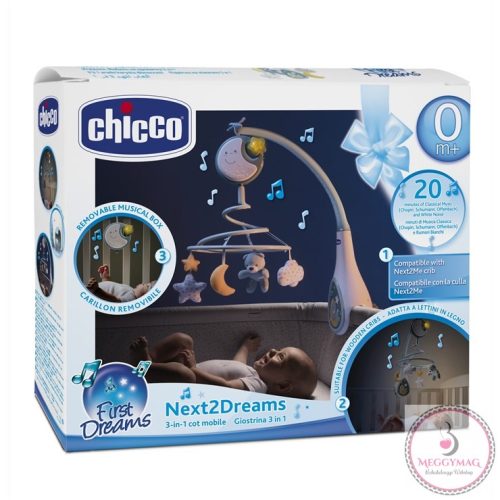 Chicco zenélő forgó Next 2 Dreams - éjszakai fény kék