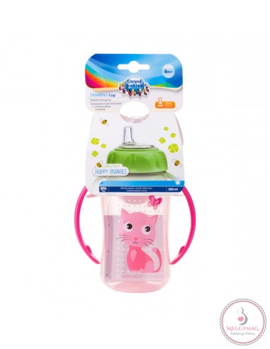 Tanulópohár puha ivócsőrrel 320 ml 6 h+ Cute Animals rózsaszín