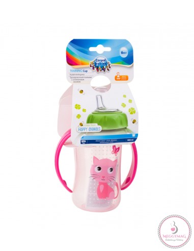 Tanulópohár puha ivócsőrrel 320 ml 6 h+ Cute Animals rózsaszín