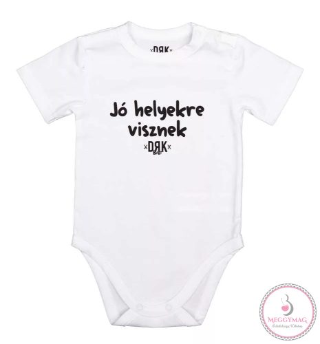 DRK "Jó helyekre visznek" mintával nyomott rövid ujjú baba body