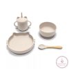 Lorelli szilikon étkészlet tapadókorongos tányérral 4 db-os  - Beige