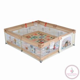   GAMEZONE összecsukható járóka szőnyeggel, 60 labdával 180x200 BÉZS 