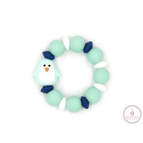 Mimijo Szilikon rágóka karkötő menta pingvin