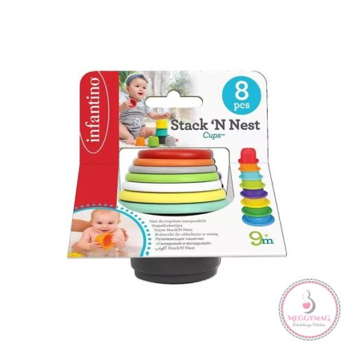 Infantino Stack'N Nest poharas játék 8db-os, UTOLSÓ DARAB!