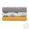 PETITE&MARS Bambusz muszlin 3db-os pelenka szett Moussy Ochre Leaves, 68 x 68 cm