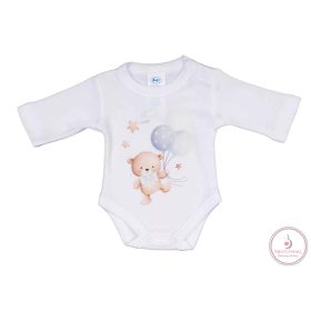 Hosszú ujjú baba body Macis mintával, 50-es