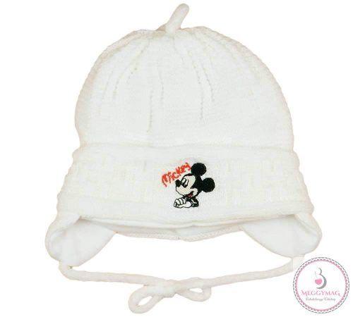 Disney Mickey kötött| bélelt baba sapka (méret: 38-40| 2-6 hónapos)