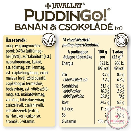PUDDINGO!® Banán és csokoládé ízű instant pudingpor