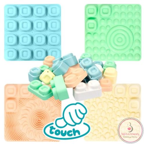 MOCHTOYS Play&Squish szenzorikus szőnyeg - tapilap+ kockák NAGY szett 24+4db PASZTELL