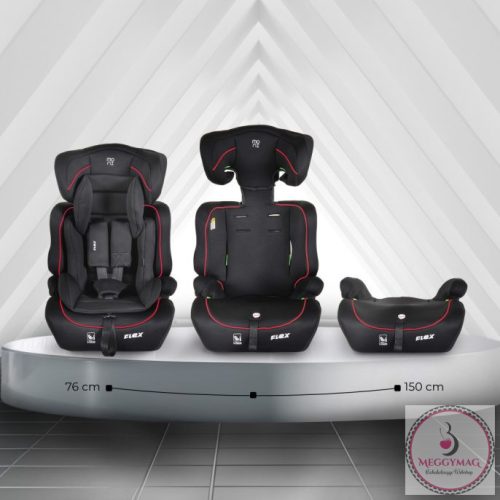 Moni FLEX autósülés 76-150cm FEKETE/PIROS díszcsík