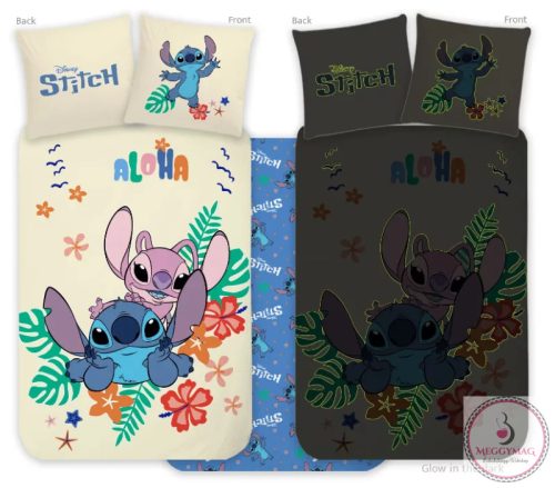 Disney Lilo és Stitch, A csillagkutya Aloha sötétben világító gyerek, ovis ágyneműhuzat 100x135cm, 40x60cm