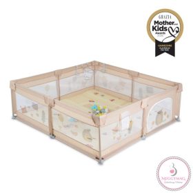   GAMEZONE összecsukható járóka szőnyeggel, 60 labdával 150x200 Világos BÉZS