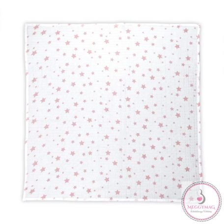 Lorelli Muszlin takaró / textil pelenka 80x80 cm - White With Rose Stars 