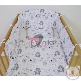 3 részes babaágynemű íves fejvédővel K397. rózsaszín