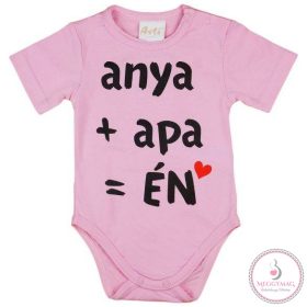   "anya+apa=ÉN" feliratos rövid ujjú baba body, 86-os
